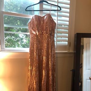 Sequenced night gown/bridesmaid dress in rose gold